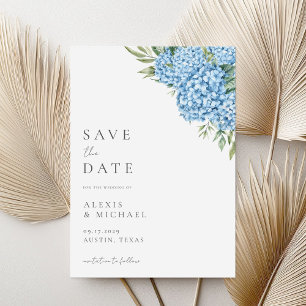 Reserva La Fecha Elegante Boda floral de Hydrangea azul