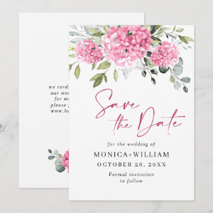 Reserva La Fecha Elegante Boda floral de Hydrangea rosa
