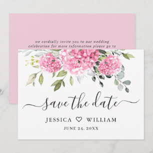 Reserva La Fecha Elegante Boda floral de Hydrangea rosa