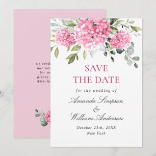 Reserva La Fecha Elegante Boda floral de Hydrangea rosa