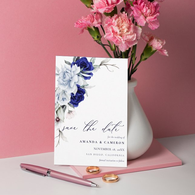 Reserva La Fecha Elegante Boda floral de la Marina Azul (Subido por el creador)