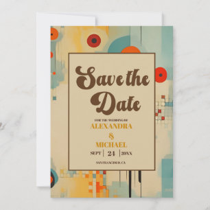 Reserva La Fecha Elegante Boda Floral de Mediados de Siglo