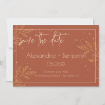 Elegante Boda Floral Marrón y Dorado Terroso