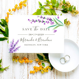 Reserva La Fecha Elegante Boda Floral Morado Acuarela Salvar El