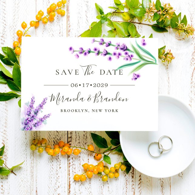 Reserva La Fecha Elegante Boda Floral Morado Acuarela Salvar El (Subido por el creador)