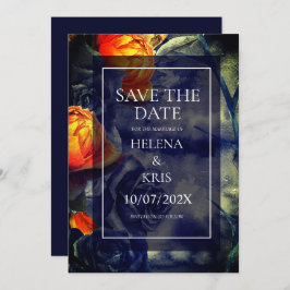 Reserva La Fecha Elegante Boda floral oscuro