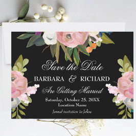 Reserva La Fecha Elegante Boda Floral Pintada a Mano Romántica