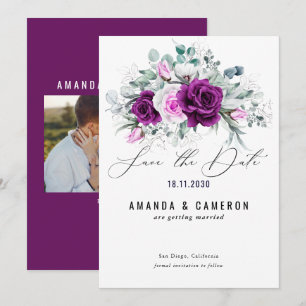 Reserva La Fecha Elegante Boda floral ruso morado Rubor