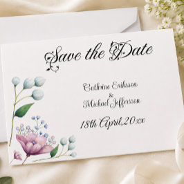 Reserva La Fecha Elegante Boda Floral Suave Romance Botánico