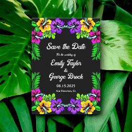 Reserva La Fecha Elegante Boda Floral Tropical Boho Rosas Black Flo