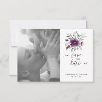 Reserva La Fecha Elegante Boda floral verde púrpura