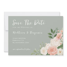 Elegante Boda Floral Verde Salvia Melocotón 