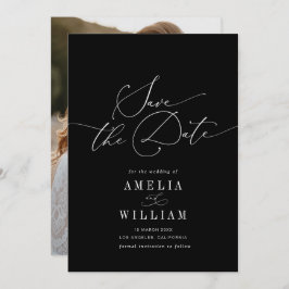 Reserva La Fecha elegante boda formal en blanco y negro