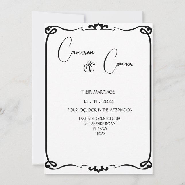 Reserva La Fecha Elegante Boda fotográfico (Reverso)