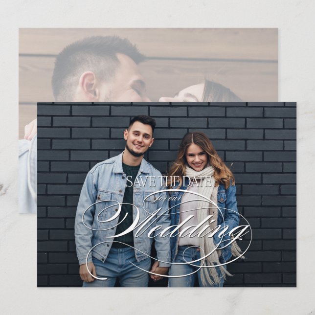 Reserva La Fecha Elegante Boda fotográfico (Anverso / Reverso)