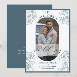 Reserva La Fecha Elegante Boda fotográfico botánico de Pansy