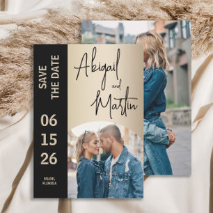 Reserva La Fecha Elegante Boda fotográfico de champán negro 2