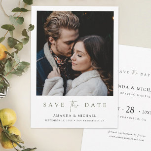 Reserva La Fecha Elegante Boda fotográfico de escritura verde