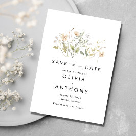 Reserva La Fecha Elegante Boda fotográfico de flores silvestres