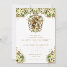 Reserva La Fecha Elegante Boda fotográfico de guión de moda de époc