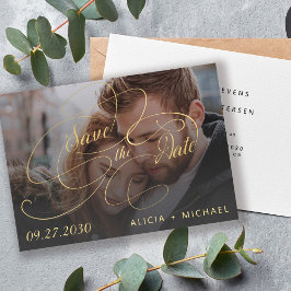Reserva La Fecha Elegante boda fotográfico de guiones de caligrafía