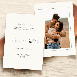 Reserva La Fecha Elegante Boda fotográfico de marfil blanco neutro