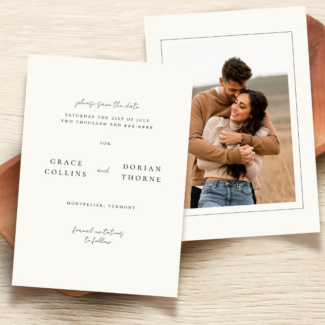 Reserva La Fecha Elegante Boda fotográfico de marfil blanco neutro  (Subido por el creador)