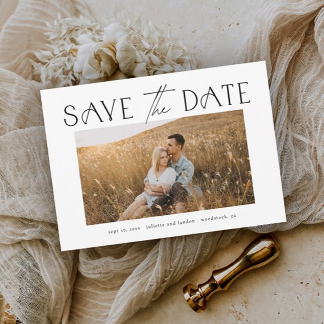Reserva La Fecha Elegante Boda fotográfico de tipografía (Subido por el creador)