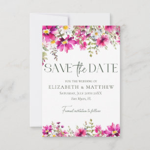 Reserva La Fecha Elegante Boda fotográfico rosa brillante de flores