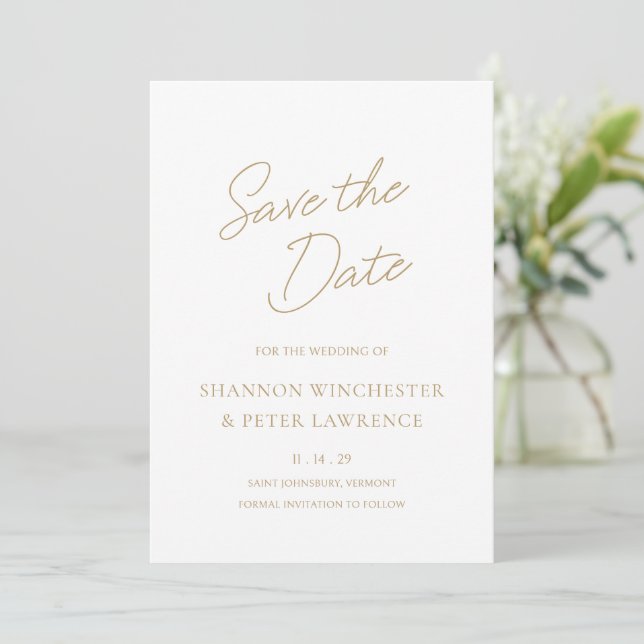Reserva La Fecha Elegante Boda Gold Classic (Anverso de pie)