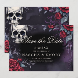 Reserva La Fecha Elegante Boda gótico de la Catedral Roja y Negra