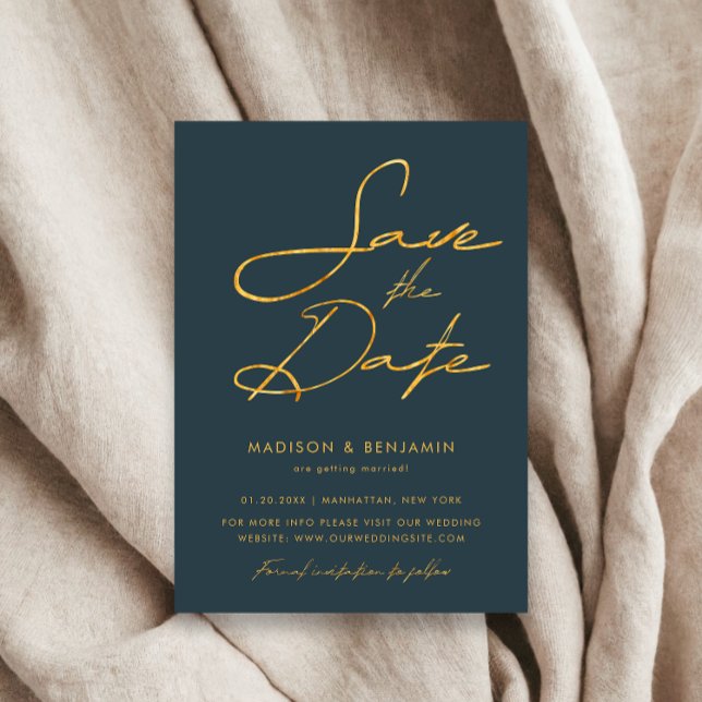 Reserva La Fecha Elegante Boda Gray Gold Moderno de Tipografía (Subido por el creador)