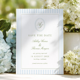 Reserva La Fecha Elegante boda gris azulado y salvia