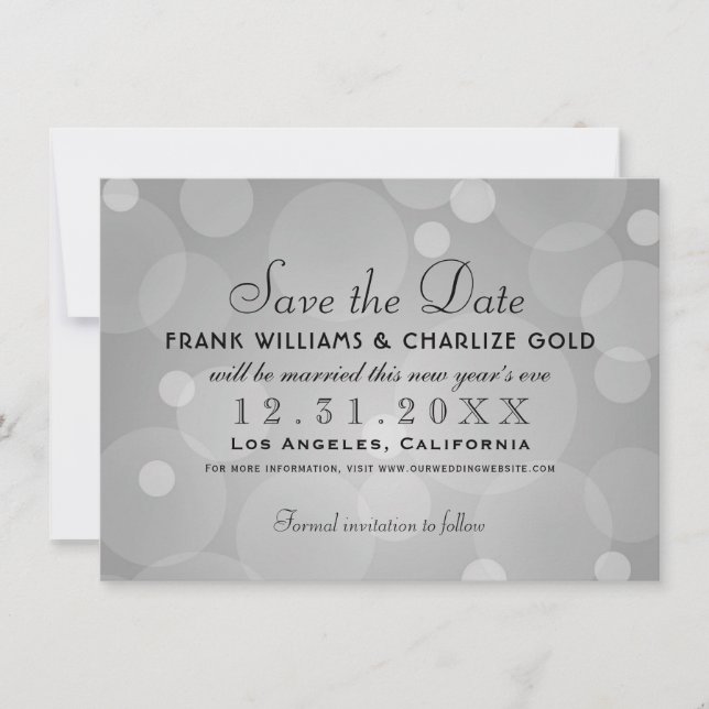 Reserva La Fecha Elegante Boda Gris Platino (Anverso)