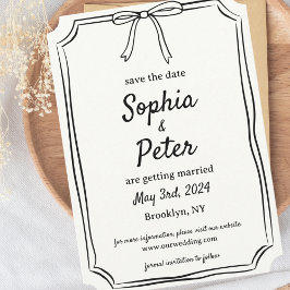 Reserva La Fecha Elegante Boda inmaduro de ceño a mano