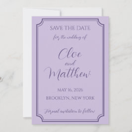 Reserva La Fecha Elegante Boda Lilac y Lavender Script