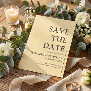 Reserva La Fecha Elegante Boda Minimalista Amarillo Mantequilla