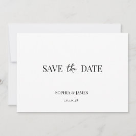 Reserva La Fecha Elegante Boda Minimalista Blanca Salva La Fecha