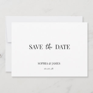 Reserva La Fecha Elegante Boda Minimalista Blanca Salva La Fecha