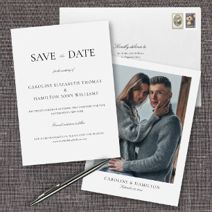 Reserva La Fecha Elegante Boda Minimalista blanco y negro