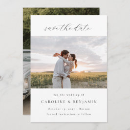 Reserva La Fecha Elegante Boda Minimalista de escritura blanca dos 