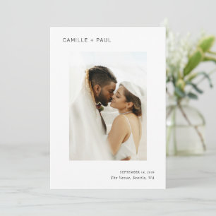 Reserva La Fecha Elegante Boda Minimalista de fotografías en blanco