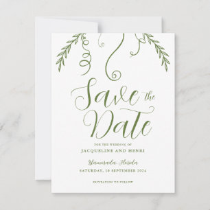 Reserva La Fecha Elegante Boda minimalista de hoja de vino