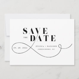 Reserva La Fecha Elegante Boda Minimalista en Blanco y Negro