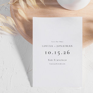 Reserva La Fecha Elegante Boda Minimalista formal blanco negro