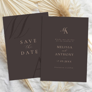 Reserva La Fecha Elegante Boda Minimalista Moderna con Monograma Ma