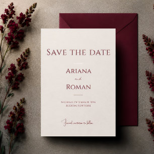 Reserva La Fecha Elegante Boda Minimalista Moderna de Cereza y Vain