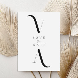 Reserva La Fecha Elegante Boda Minimalista moderno negro y blanco