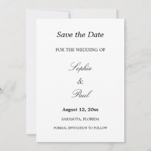 Reserva La Fecha Elegante boda Minimalista salva la fecha