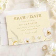 Elegante boda moderna botánica de color amarillo m
